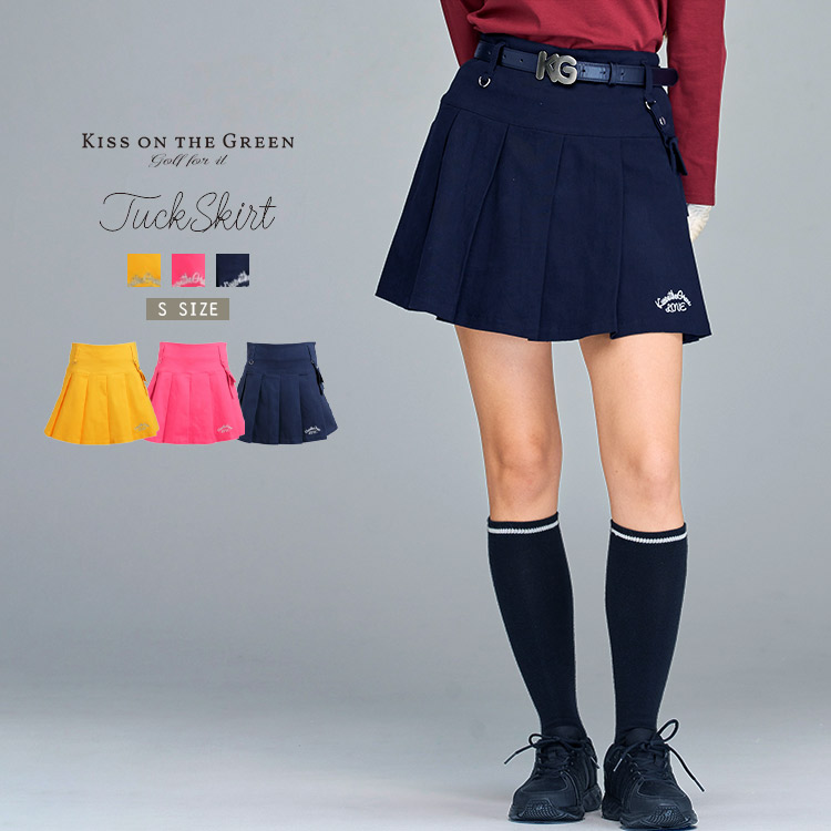 ゴルフウェア レディース スカート ポーチ付きボックスプリーツ